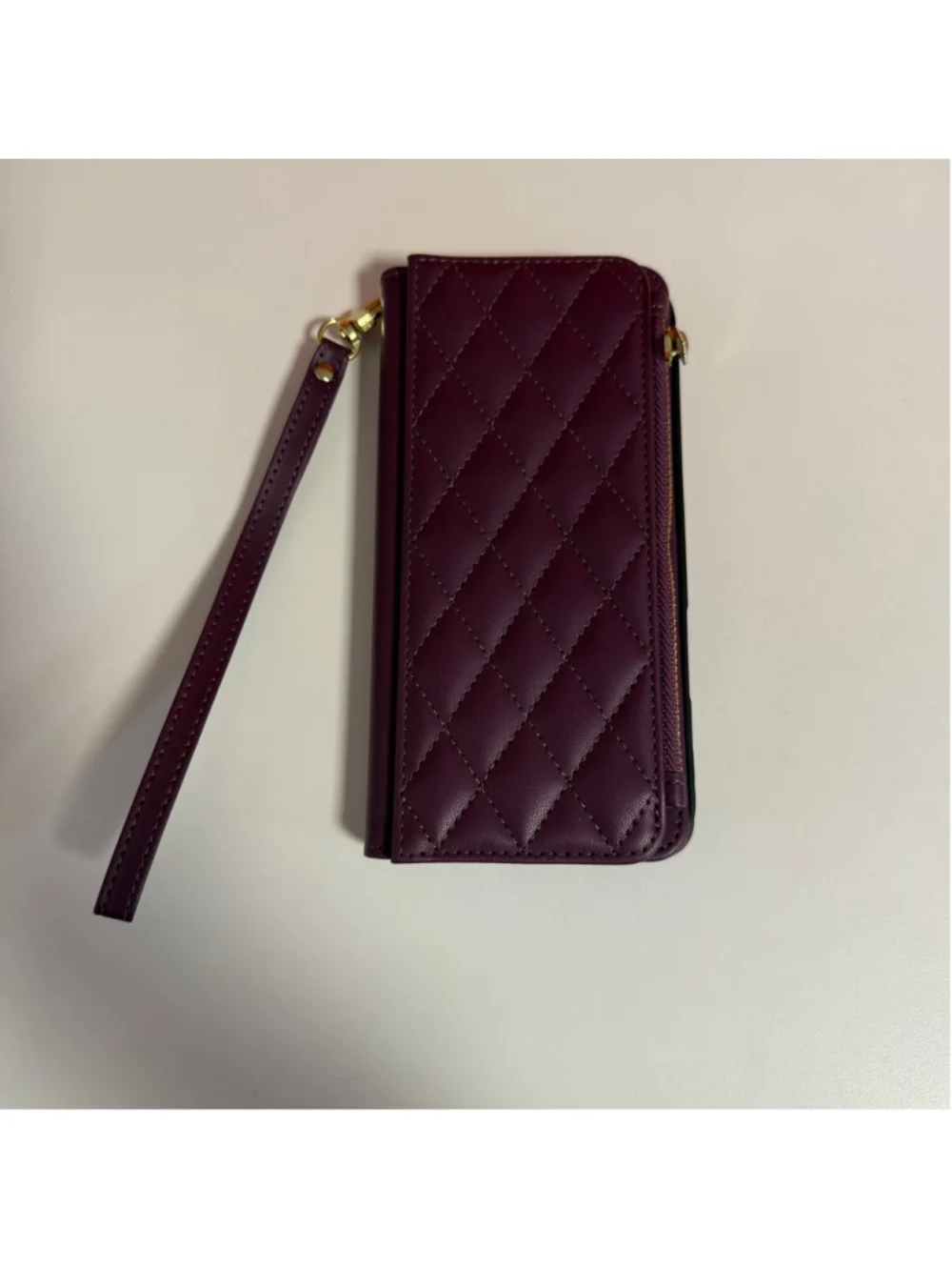 iPhone 16 pro max Quilted Wallet folio wallet phone Case Purple Gold